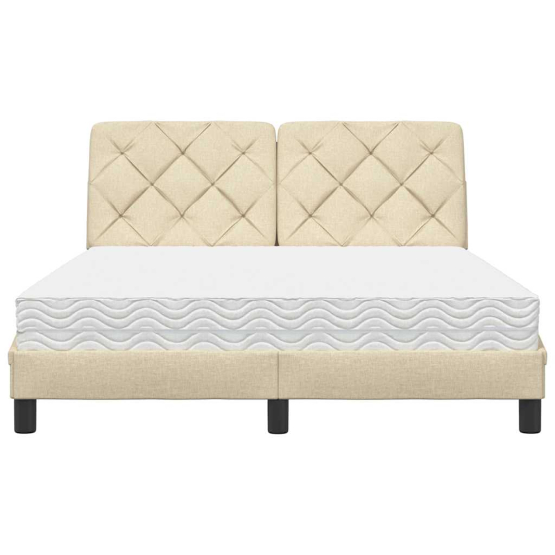 Bett mit Matratze Creme 140x190 cm Stoff