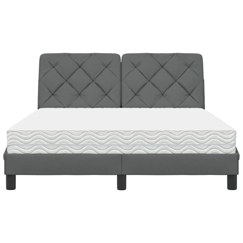 Bett mit Matratze Dunkelgrau 140x200 cm Stoff