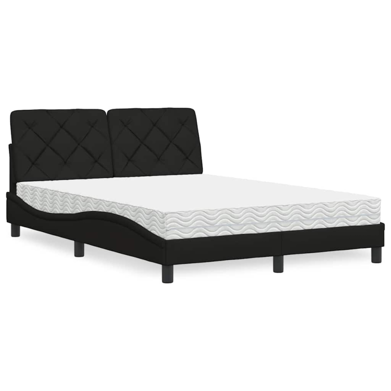 Bett mit Matratze Schwarz 140x200 cm Stoff