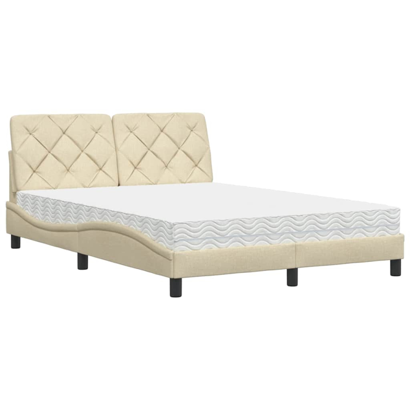 Bett mit Matratze Creme 140x200 cm Stoff
