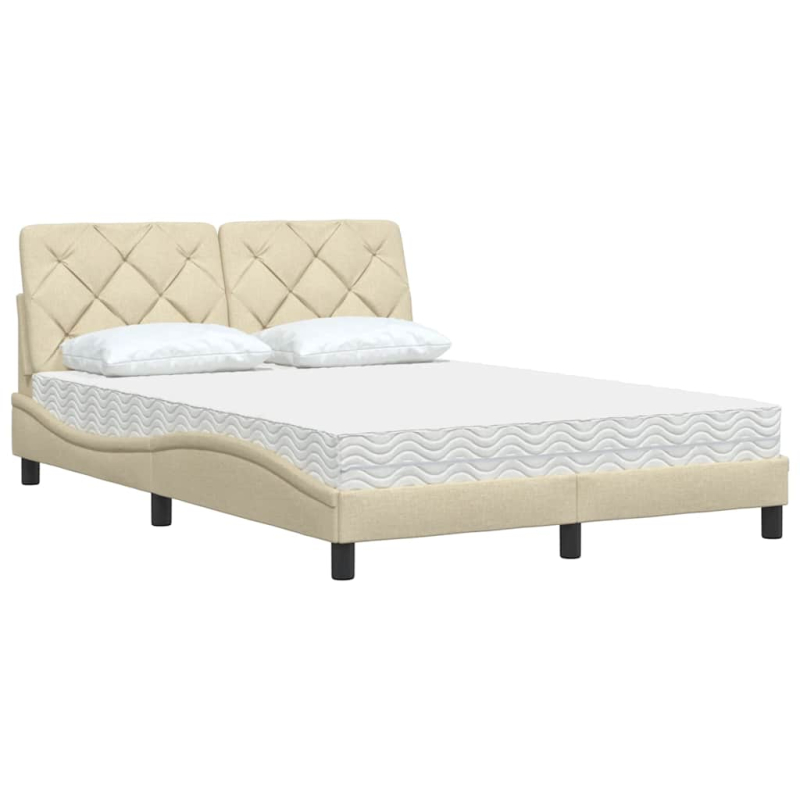 Bett mit Matratze Creme 140x200 cm Stoff