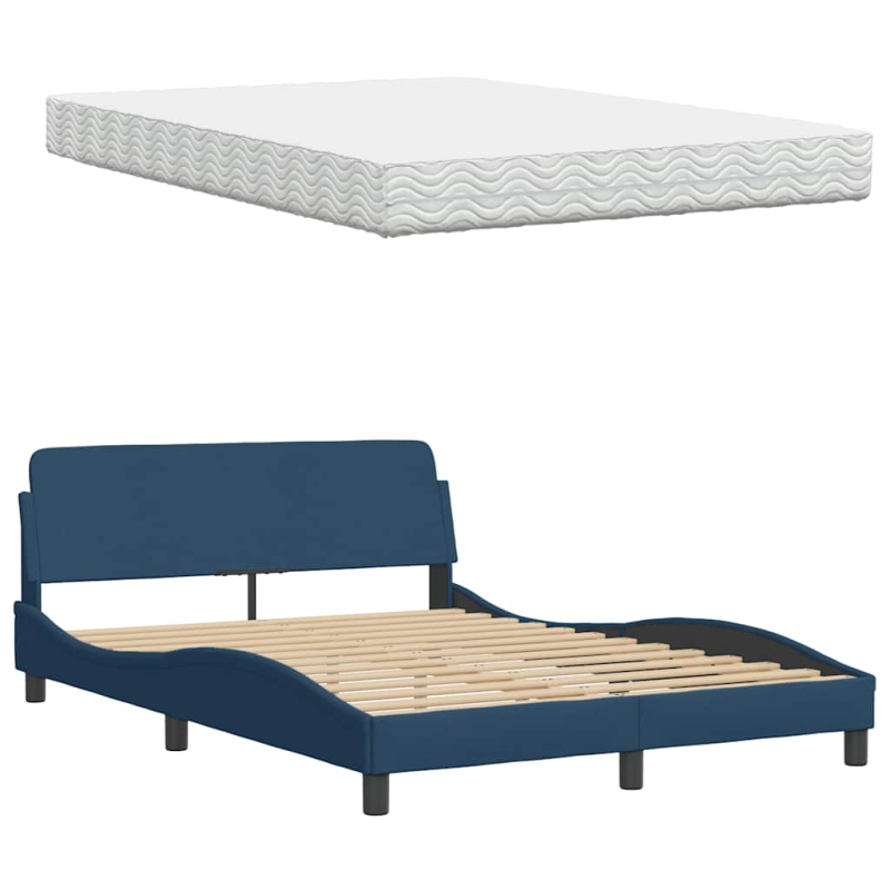 Bett mit Matratze Blau 140x200 cm Stoff