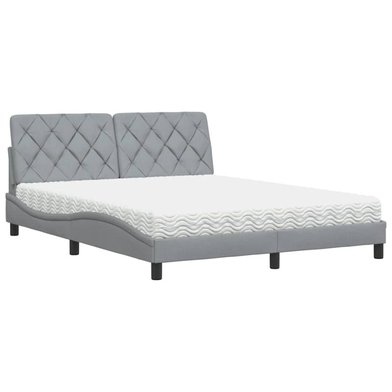 Bett mit Matratze Hellgrau 160x200 cm Stoff