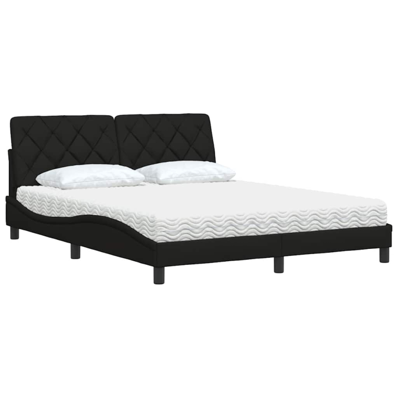 Bett mit Matratze Schwarz 160x200 cm Stoff