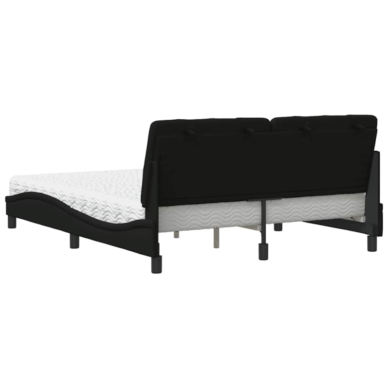 Bett mit Matratze Schwarz 160x200 cm Stoff
