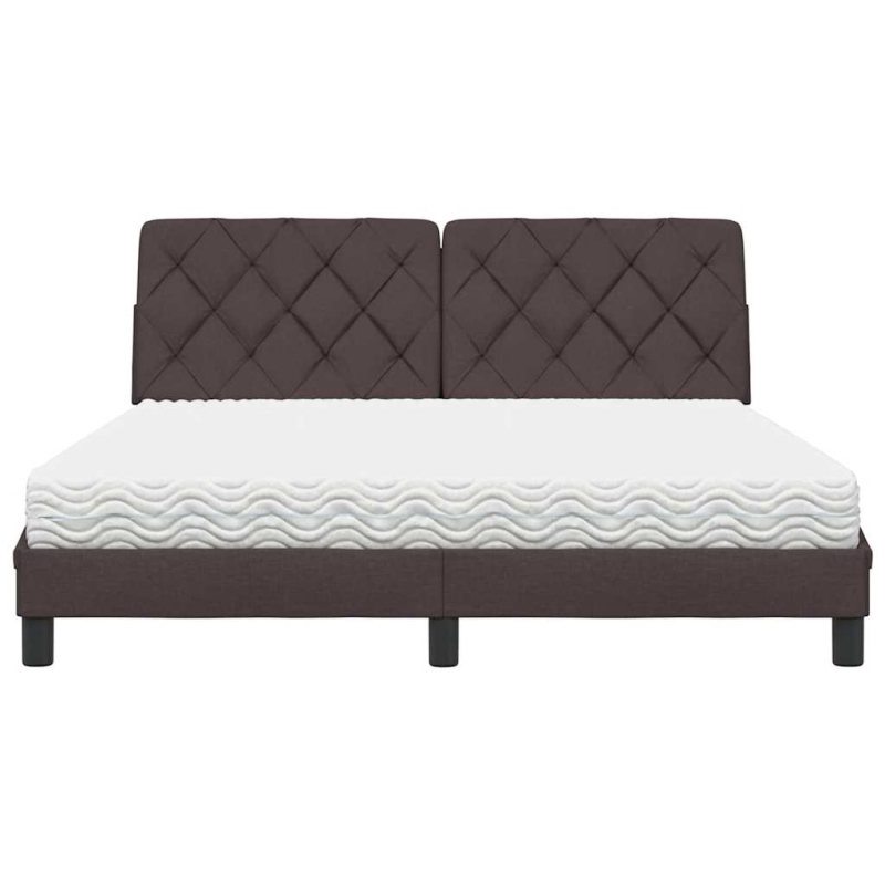 Bett mit Matratze Dunkelbraun 160x200 cm Stoff
