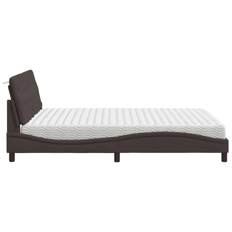 Bett mit Matratze Dunkelbraun 160x200 cm Stoff