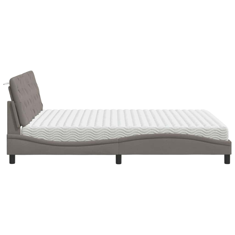 Bett mit Matratze Taupe 160x200 cm Stoff