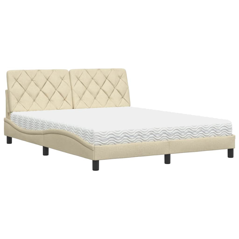 Bett mit Matratze Creme 160x200 cm Stoff