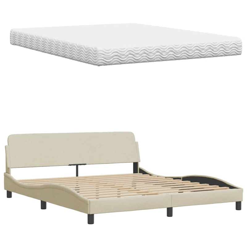 Bett mit Matratze Creme 160x200 cm Stoff