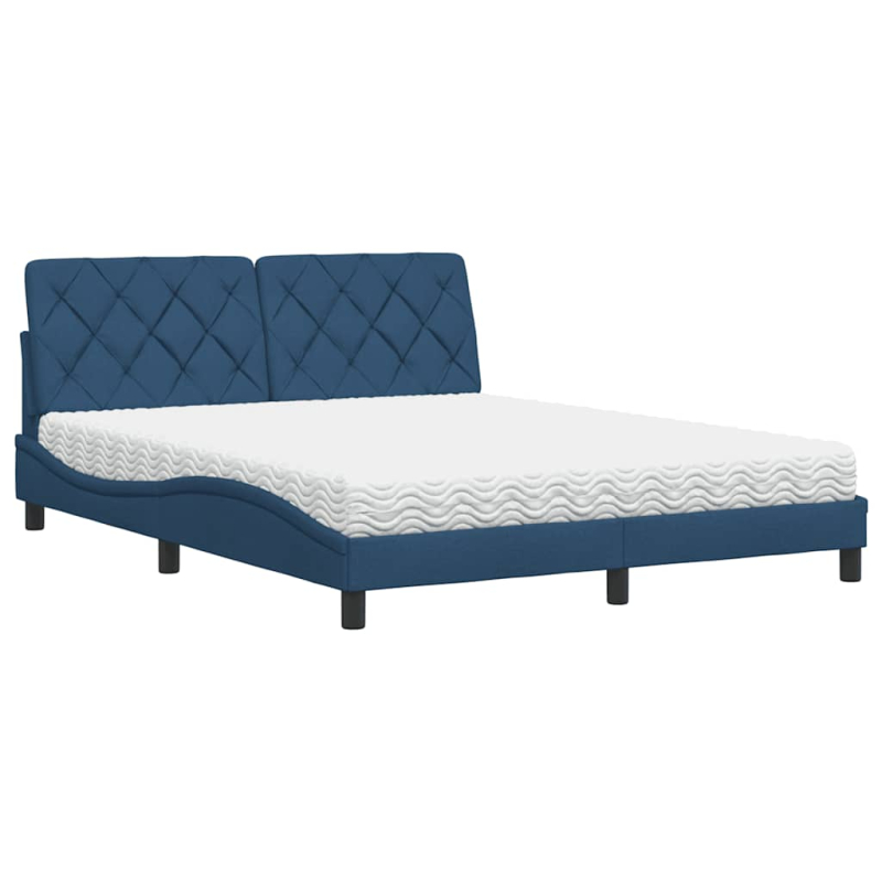 Bett mit Matratze Blau 160x200 cm Stoff