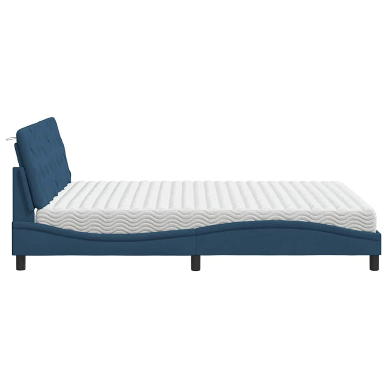 Bett mit Matratze Blau 160x200 cm Stoff