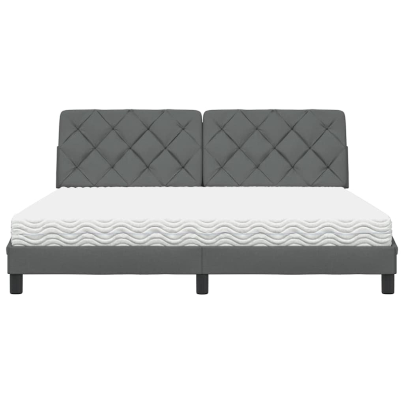 Bett mit Matratze Dunkelgrau 180x200 cm Stoff