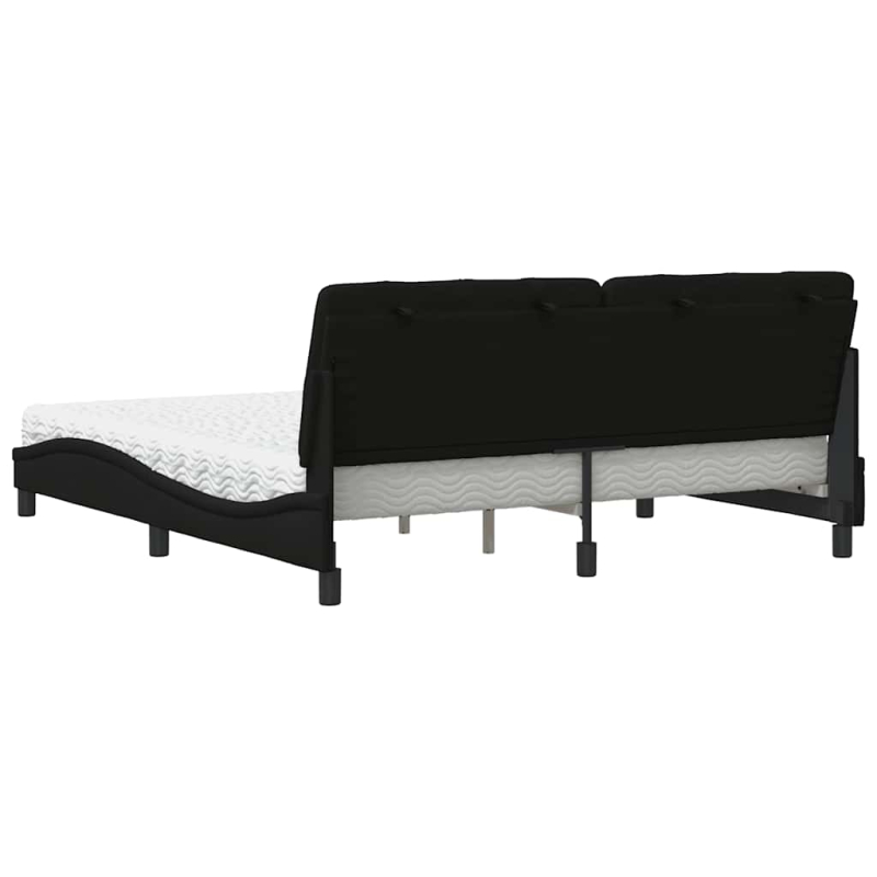 Bett mit Matratze Schwarz 180x200 cm Stoff