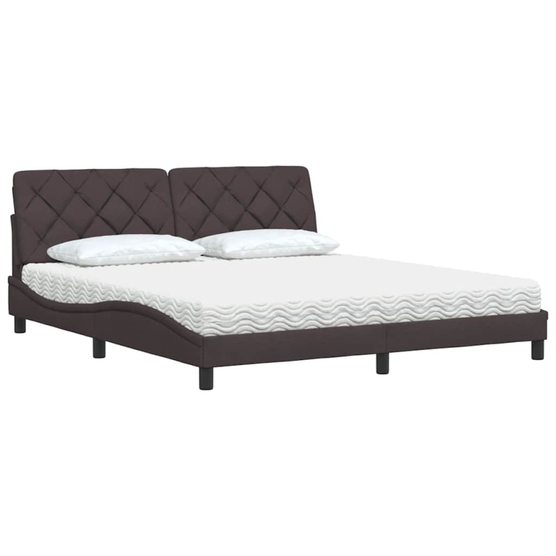 Bett mit Matratze Dunkelbraun 180x200 cm Stoff