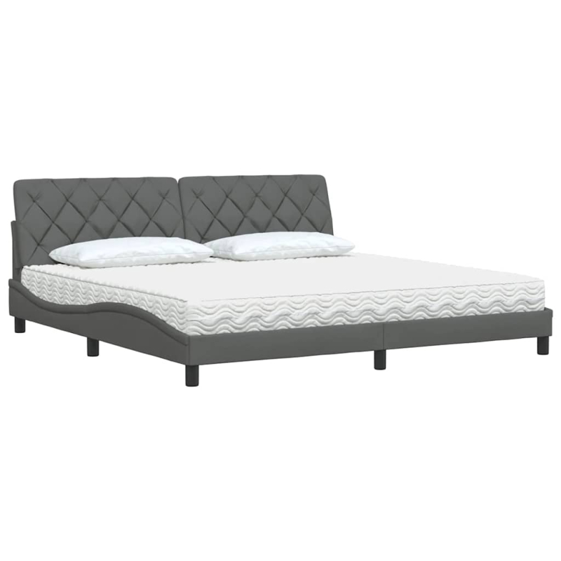 Bett mit Matratze Dunkelgrau 200x200 cm Stoff