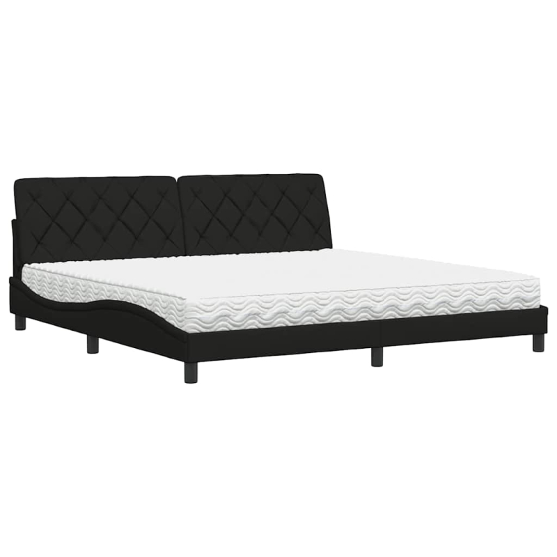 Bett mit Matratze Schwarz 200x200 cm Stoff
