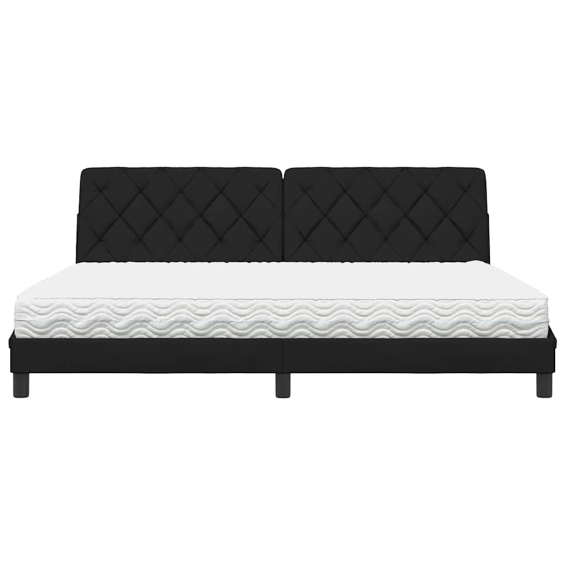 Bett mit Matratze Schwarz 200x200 cm Stoff