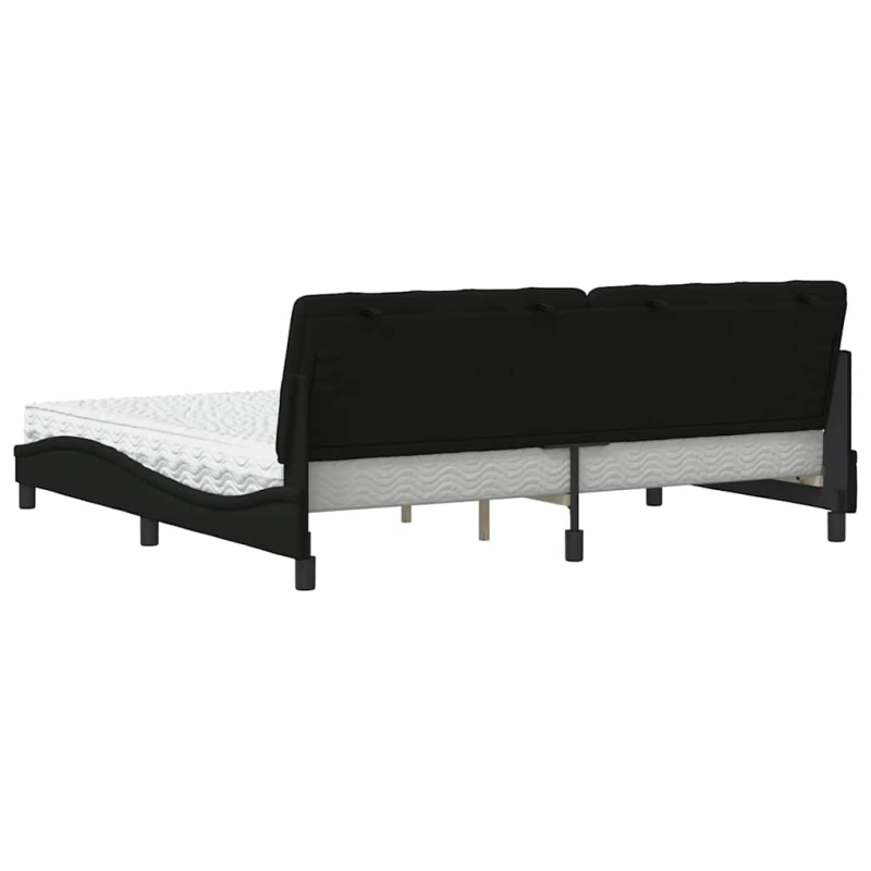 Bett mit Matratze Schwarz 200x200 cm Stoff