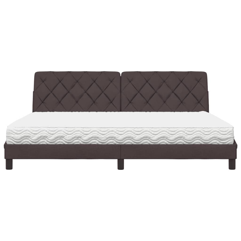 Bett mit Matratze Dunkelbraun 200x200 cm Stoff