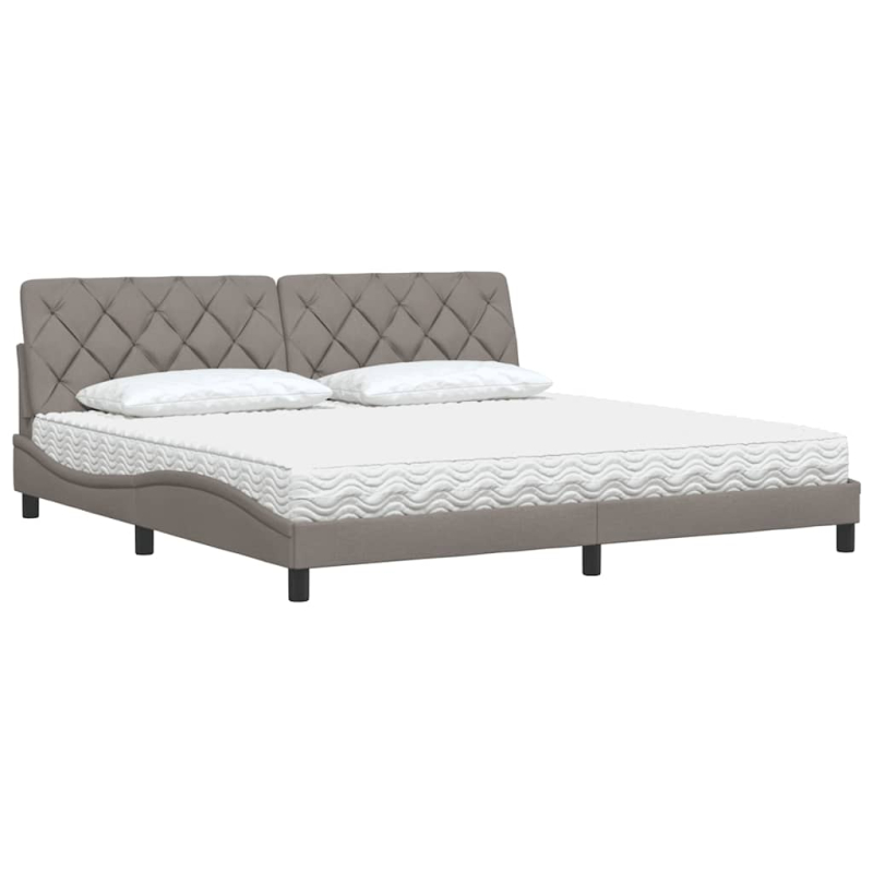 Bett mit Matratze Taupe 200x200 cm Stoff