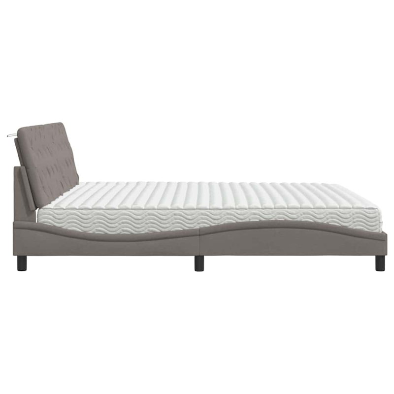 Bett mit Matratze Taupe 200x200 cm Stoff