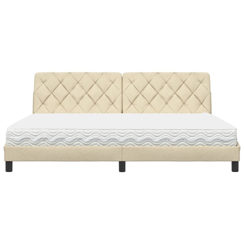 Bett mit Matratze Creme 200x200 cm Stoff