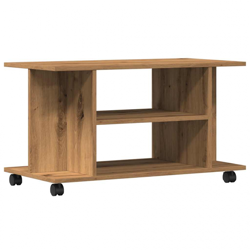 TV-Regal mit Rollen Artisan-Eiche 80x40x45 cm Holzwerkstoff