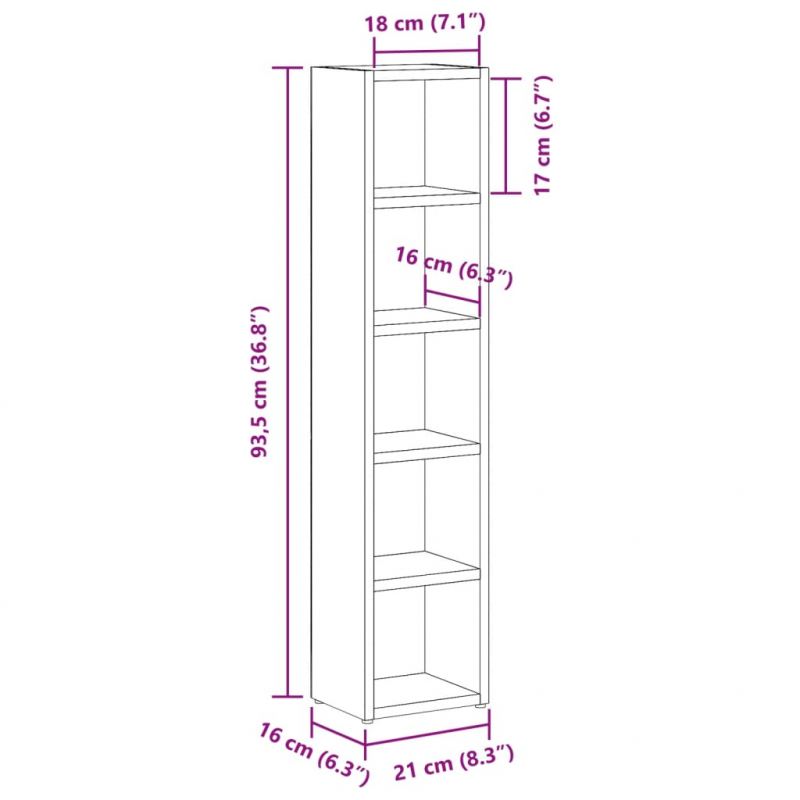 CD-Regale 2 Stk. Artisan-Eiche 21x16x93,5 cm Holzwerkstoff