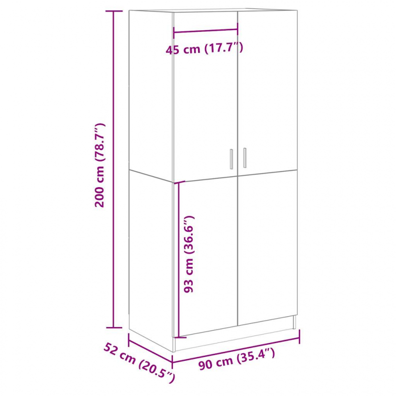 Kleiderschrank Altholz-Optik 90x52x200 cm Holzwerkstoff