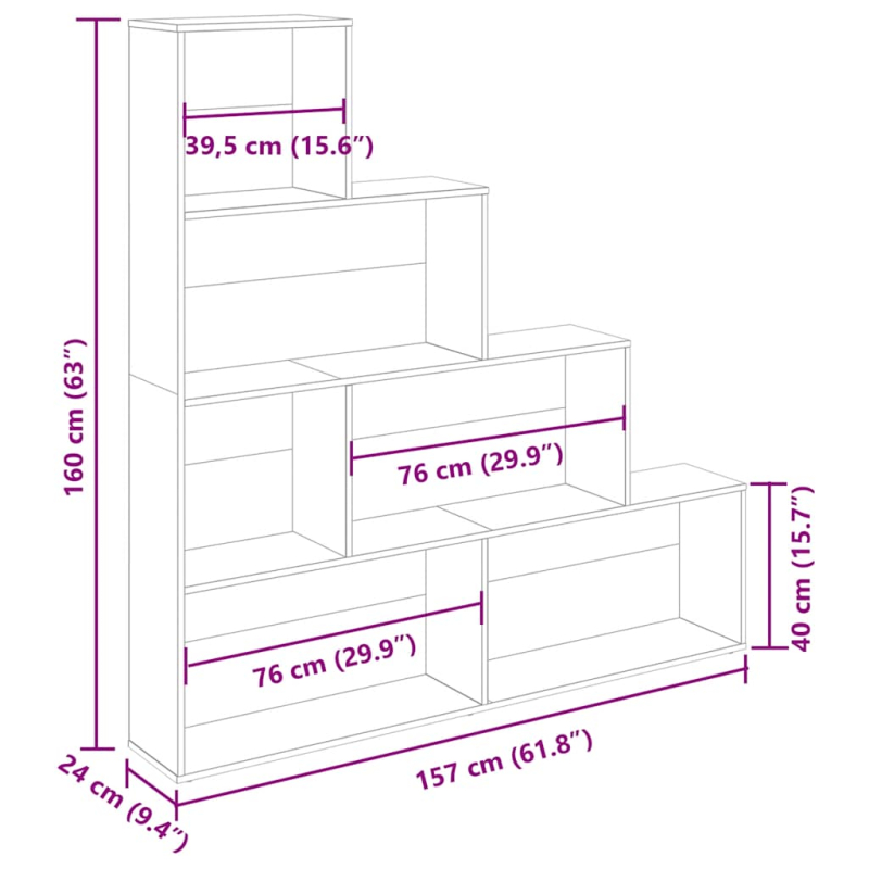 Bücherregal Artisan-Eiche 157x24x160 cm Holzwerkstoff