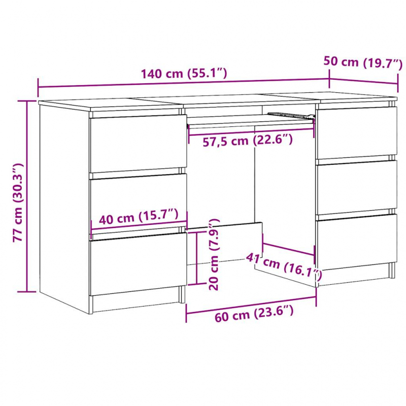 Schreibtisch Altholz-Optik 140x50x77 cm Holzwerkstoff