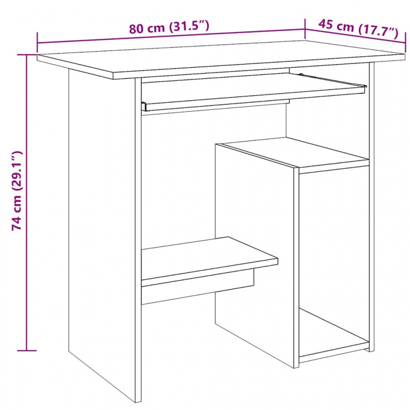 Schreibtisch Altholz-Optik 80x45x74 cm Holzwerkstoff