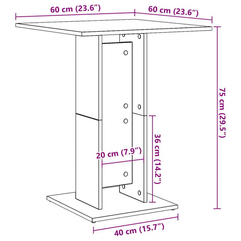 Bistrotisch Artisan-Eiche 60x60x75 cm Holzwerkstoff