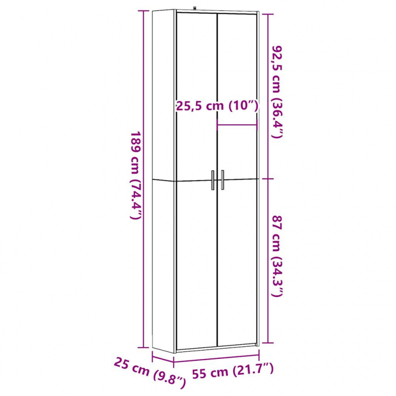 Flurschrank Altholz-Optik 55x25x189 cm Holzwerkstoff