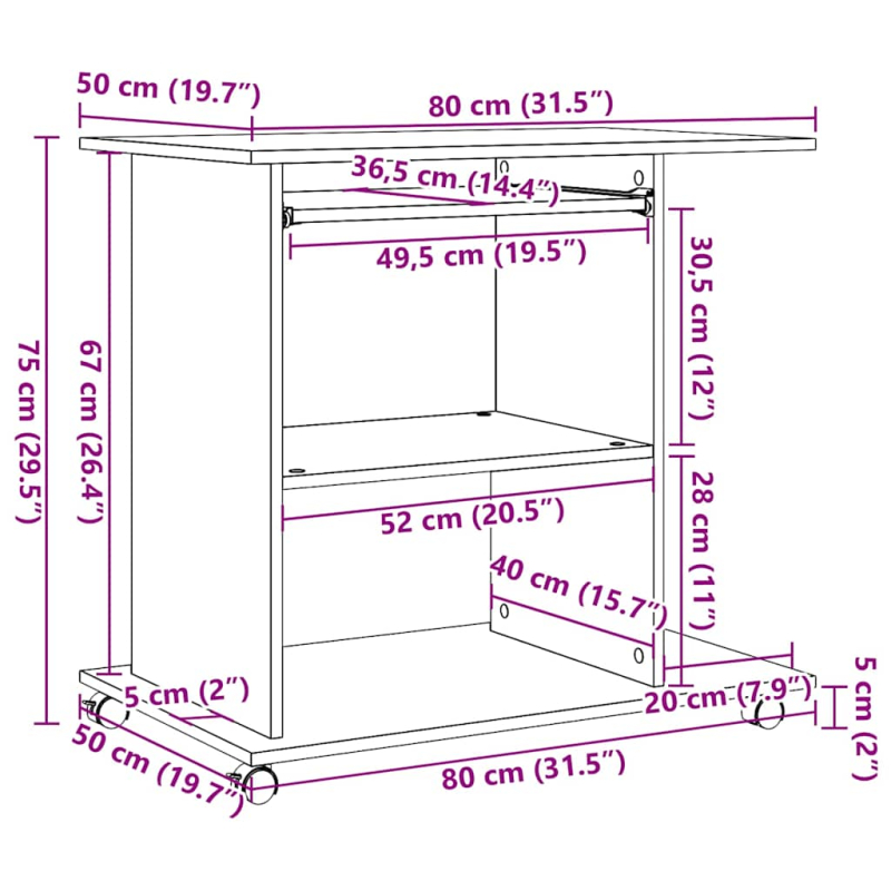 Schreibtisch Altholz-Optik 80x50x75 cm Holzwerkstoff