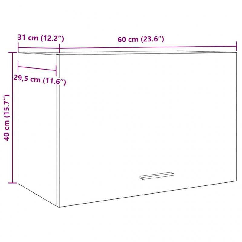 Hängeschrank Betongrau 60x31x40 cm Holzwerkstoff