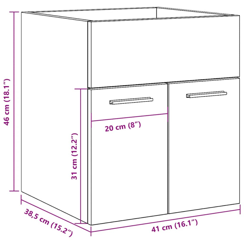 Waschbeckenschrank Betongrau 41x38,5x46 cm Holzwerkstoff