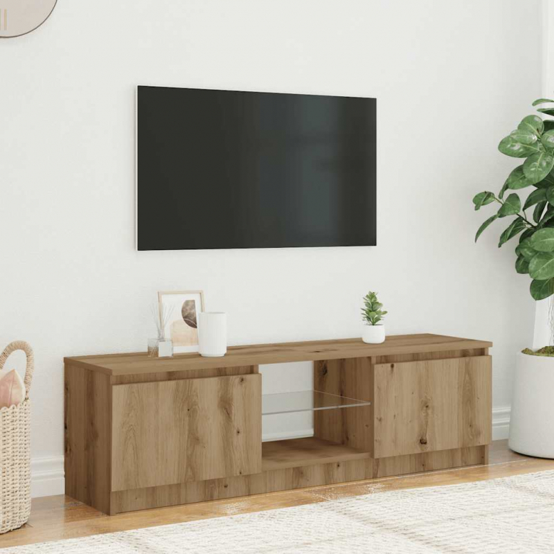 TV-Schrank mit LED-Leuchten Artisan-Eiche 140x40x35,5 cm