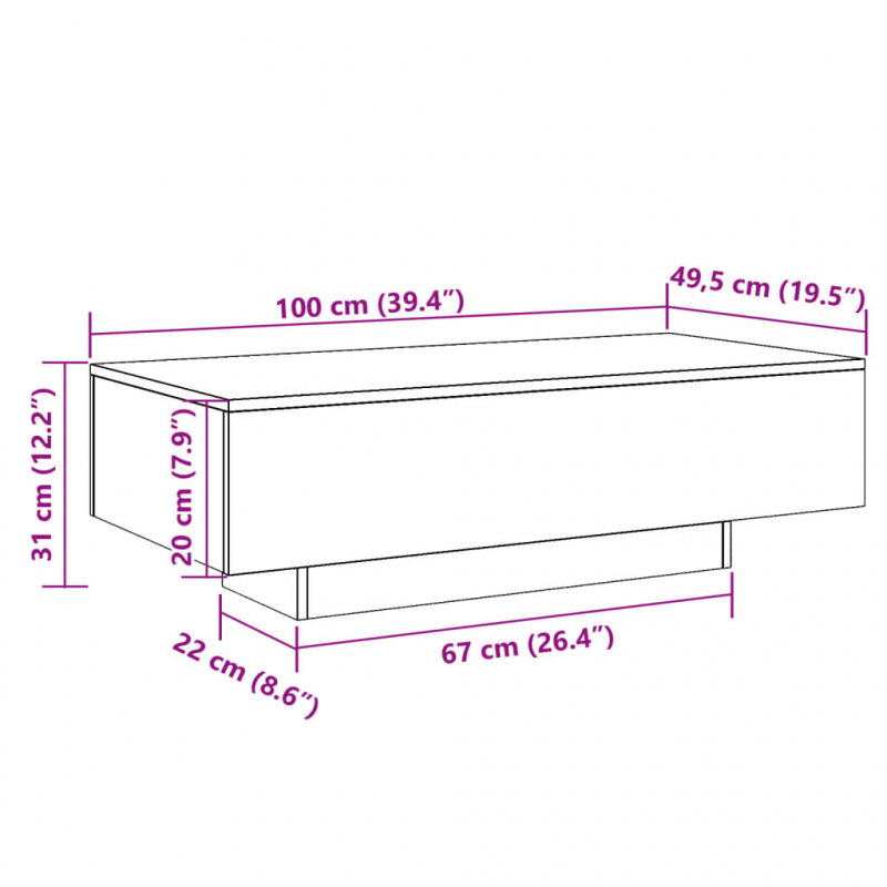 Couchtisch Artisan-Eiche 100x49,5x31 cm Holzwerkstoff