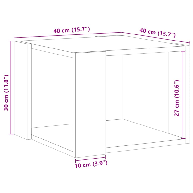 Couchtisch Altholz-Optik 40x40x30 cm Holzwerkstoff