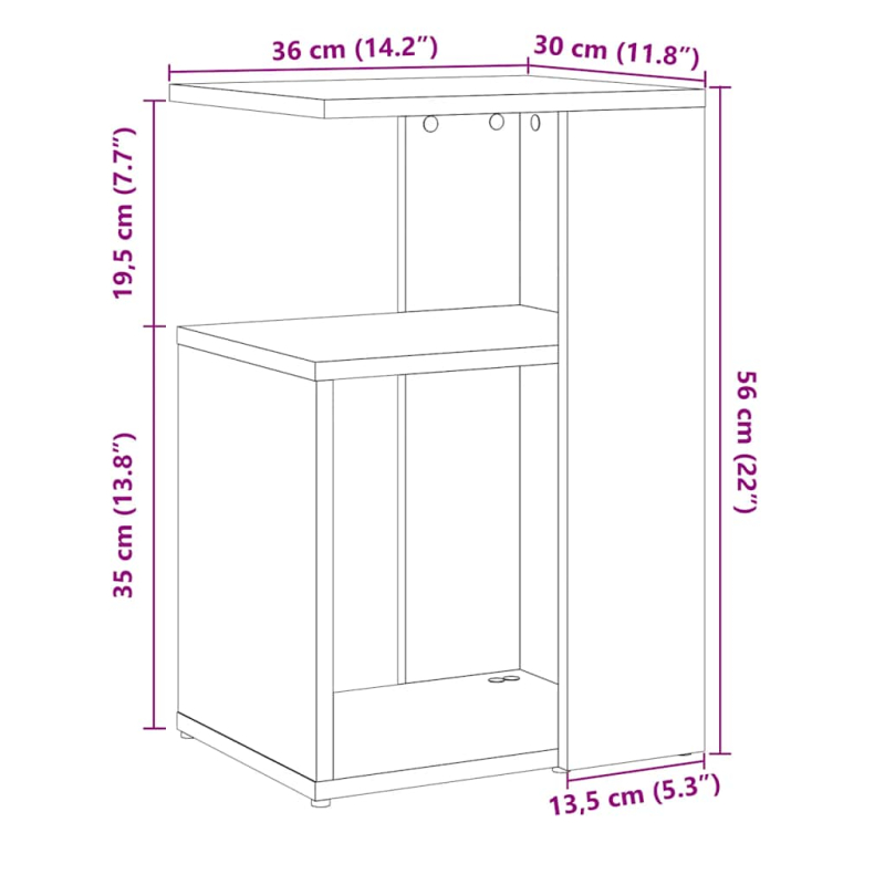 Beistelltisch Altholz-Optik 50x30x50 cm Holzwerkstoff