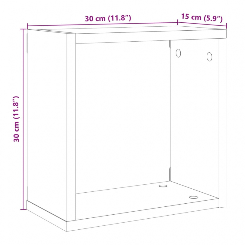 Würfel-Wandregale 6 Stk. Altholz-Optik 30x15x30 Holzwerkstoff