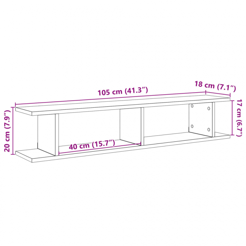 Wandregale 2 Stk. Altholz-Optik 105x18x20 cm Holzwerkstoff