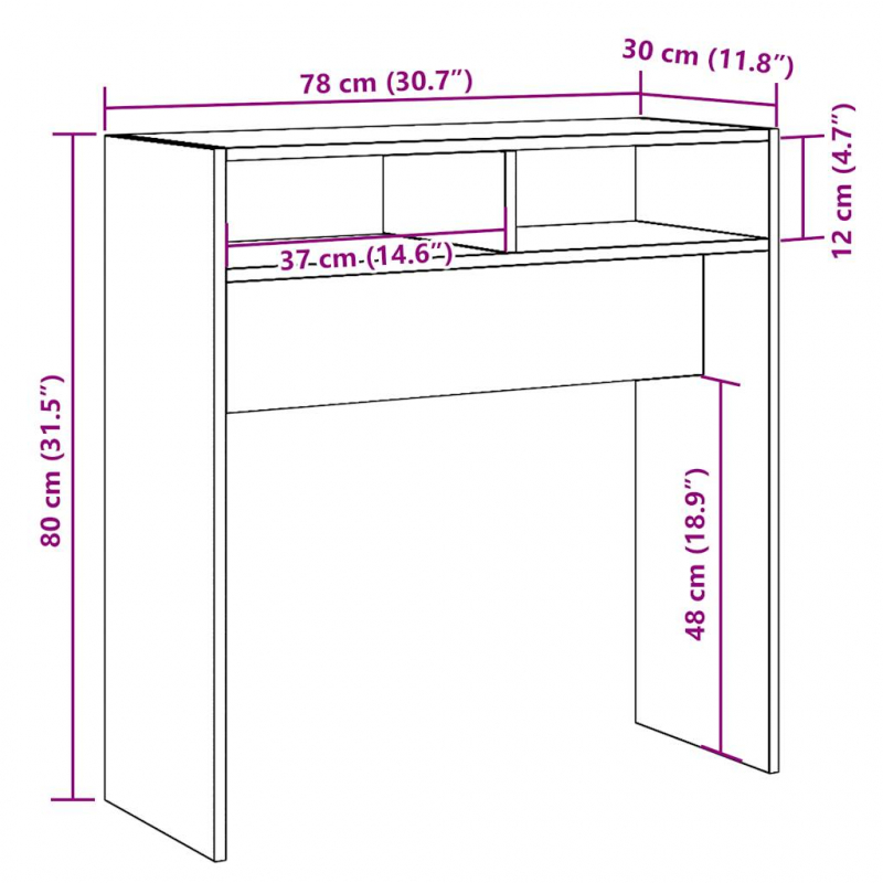 Konsolentisch Artisan-Eiche 78x30x80 cm Holzwerkstoff