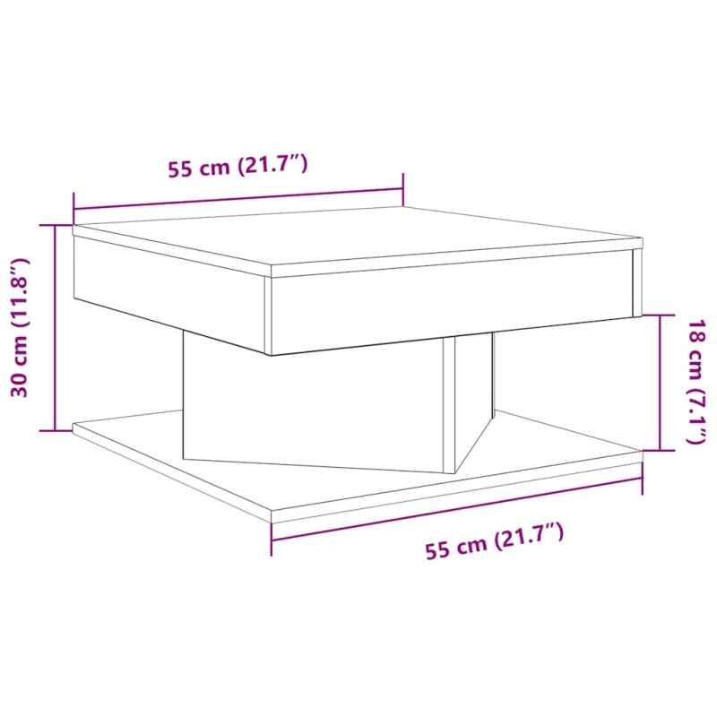 Couchtisch Artisan-Eiche 55x55x30 cm Holzwerkstoff