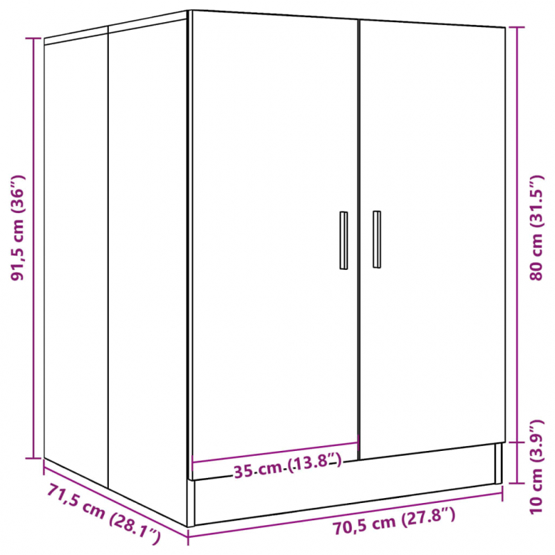 Waschmaschinenschrank Altholz-Optik 70,5x71,5x91,5 cm