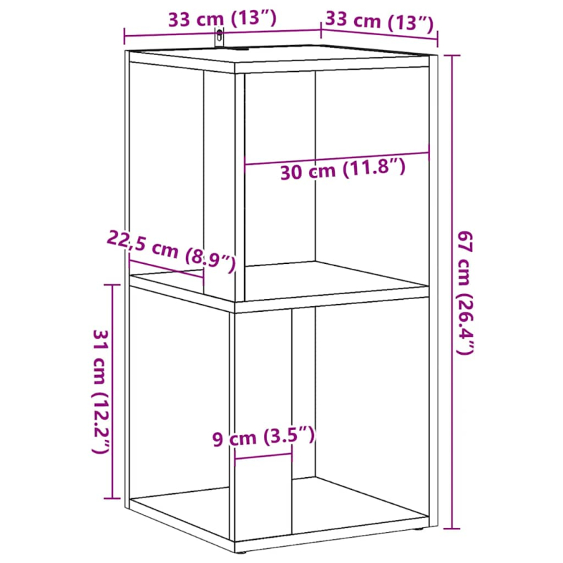 Eckregal Artisan-Eiche 33x33x67 cm Holzwerkstoff