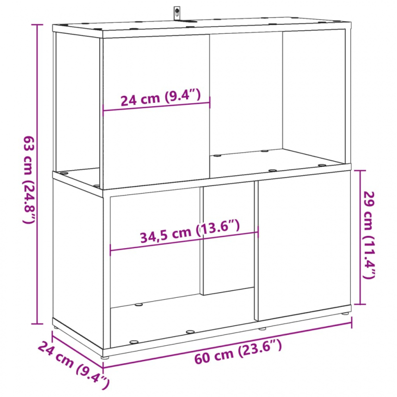 Bücherregal Altholz-Optik 60x24x63 cm Holzwerkstoff