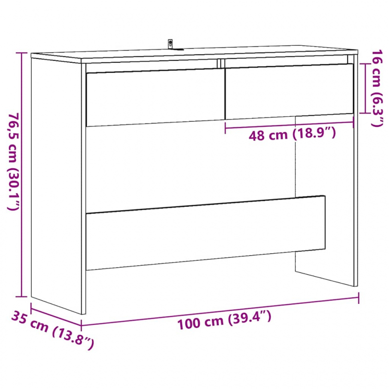 Konsolentisch Artisan-Eiche 100x35x76,5 cm Holzwerkstoff